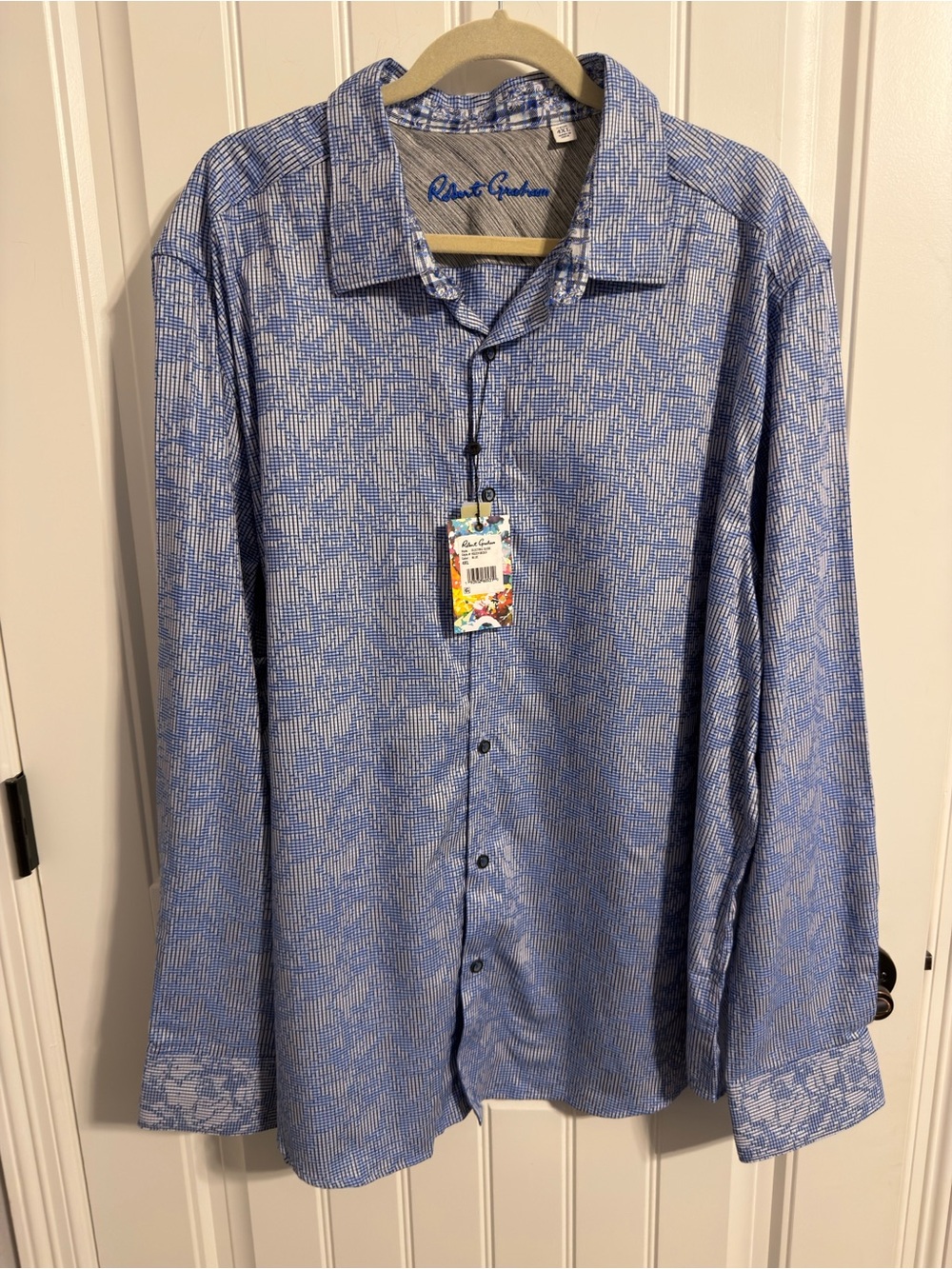 Robert Graham *NEW* Blue Button Down Men's Shirt w/Contrasting Cuffs. Size 4X